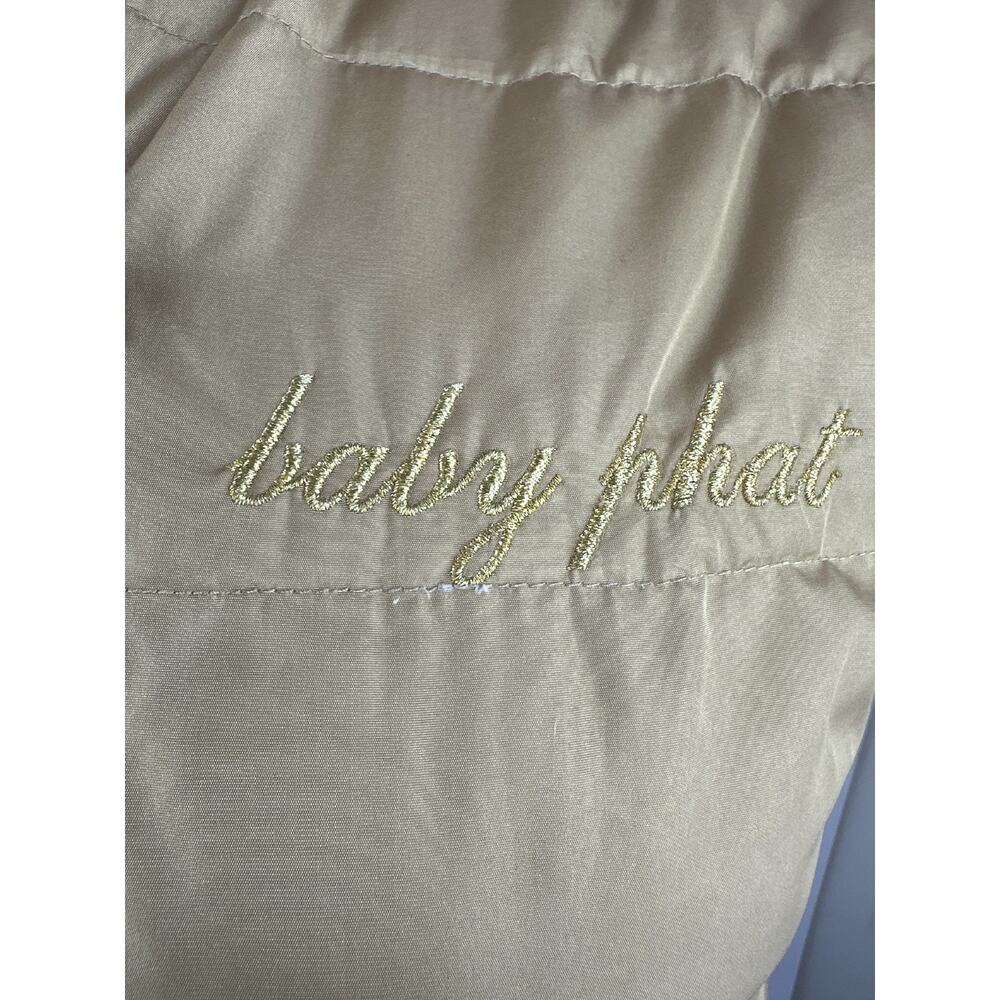 Vintage Y2K Baby Phat Feather Down Puffer Vest Gold Button Zip Womens Size Large - Picture 13 of 16